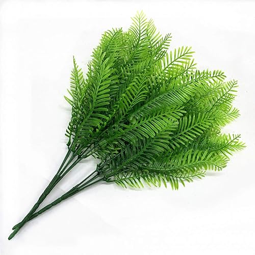 Miniatura 6 de LoveniMen Arbustos artificiales, plantas de plástico, hojas de helecho, simulación de vegetación, arbustos falsos, hierba al aire libre, interior,