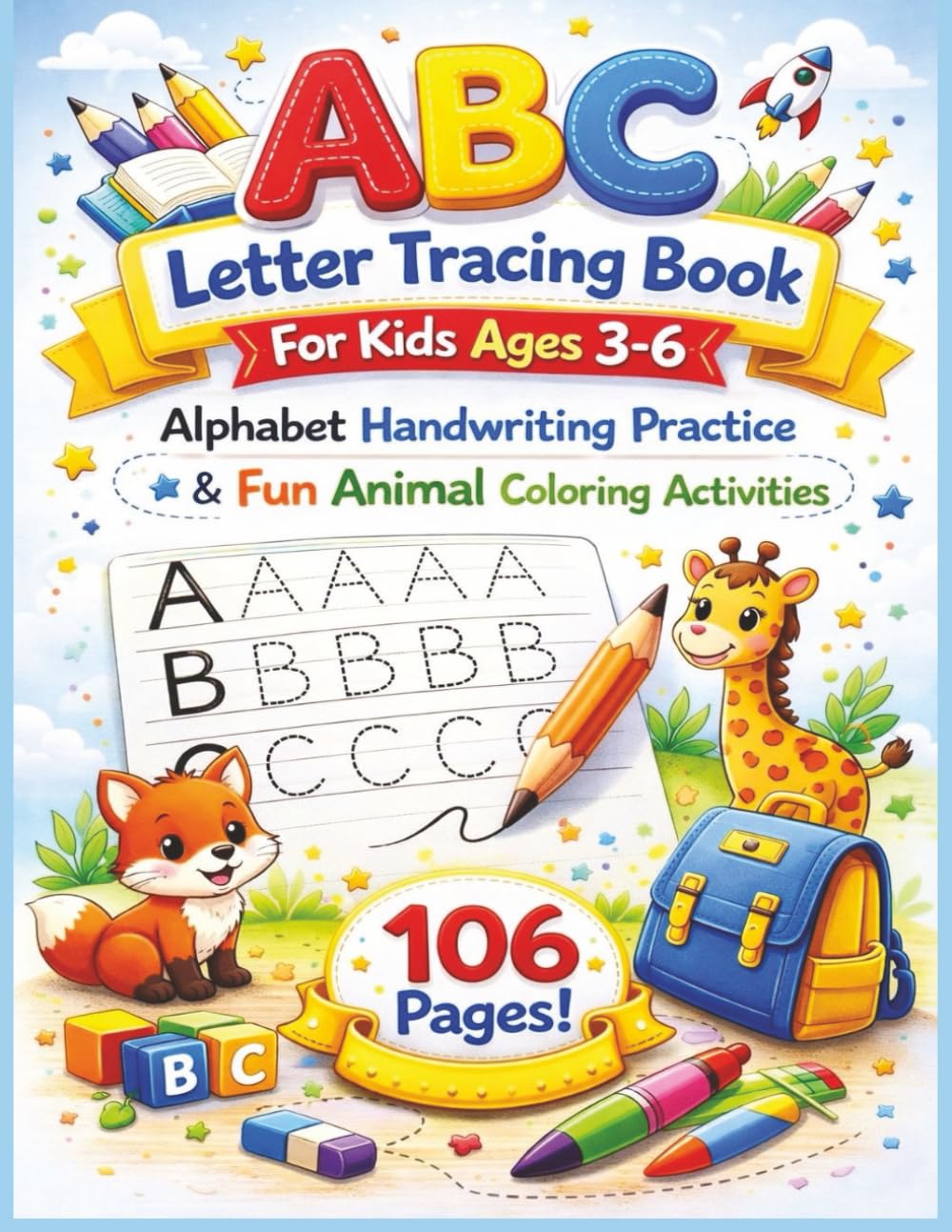 ABC Letter Tracing Book for Kids Ages 3–6: Alphabet Handwriting Practice with Animals, Objects & Coloring pages(106 Pages): Preschool & Kindergarten ... Letter Tracing and Fun Coloring Activities