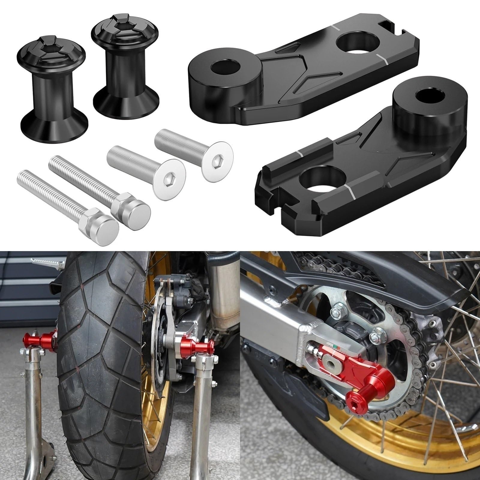 Ajusteur de Chaîne Bobines de curseur de bras oscillant, ajusteurs de tendeur de chaîne adaptés à la Honda CRF1100L Africa Twin Adventure Sports 2020 – 2025 Tendeur de Chaîne de Réglage de | Black