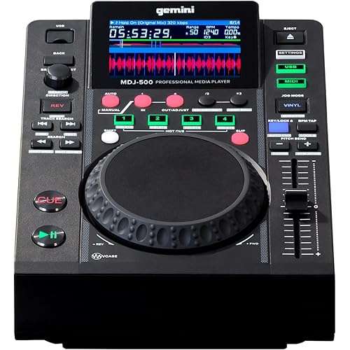 Gemini Sound MDJ-500 - Professional DJ Media Player, Compact Design with Full-Featured Performance, Compatible with Virtual DJ, Perfect for Beginners