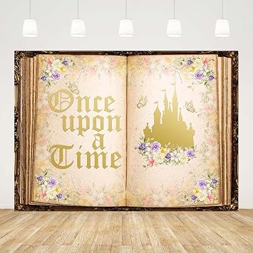 AIBIIN 7x5ft Once Upon a Time Backdrop Fairy Tale Books Wedding Party Decorations Supplies Ancient Castle Princess Romantic Story Happy Anniversary Birthday Party Banner Photo Shoot Props
