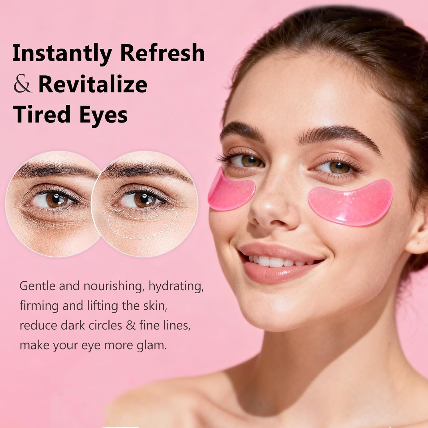30 Pairs Pink Eye Masks, Under Eye Patches for Puffy Eyes, Reducing Fine Lines, Small Gifts for Women, Bridal Shower Gifts, Bulk Gifts, Bridesmaid Gifts, Wedding Gifts, Bachelorette Party Favors