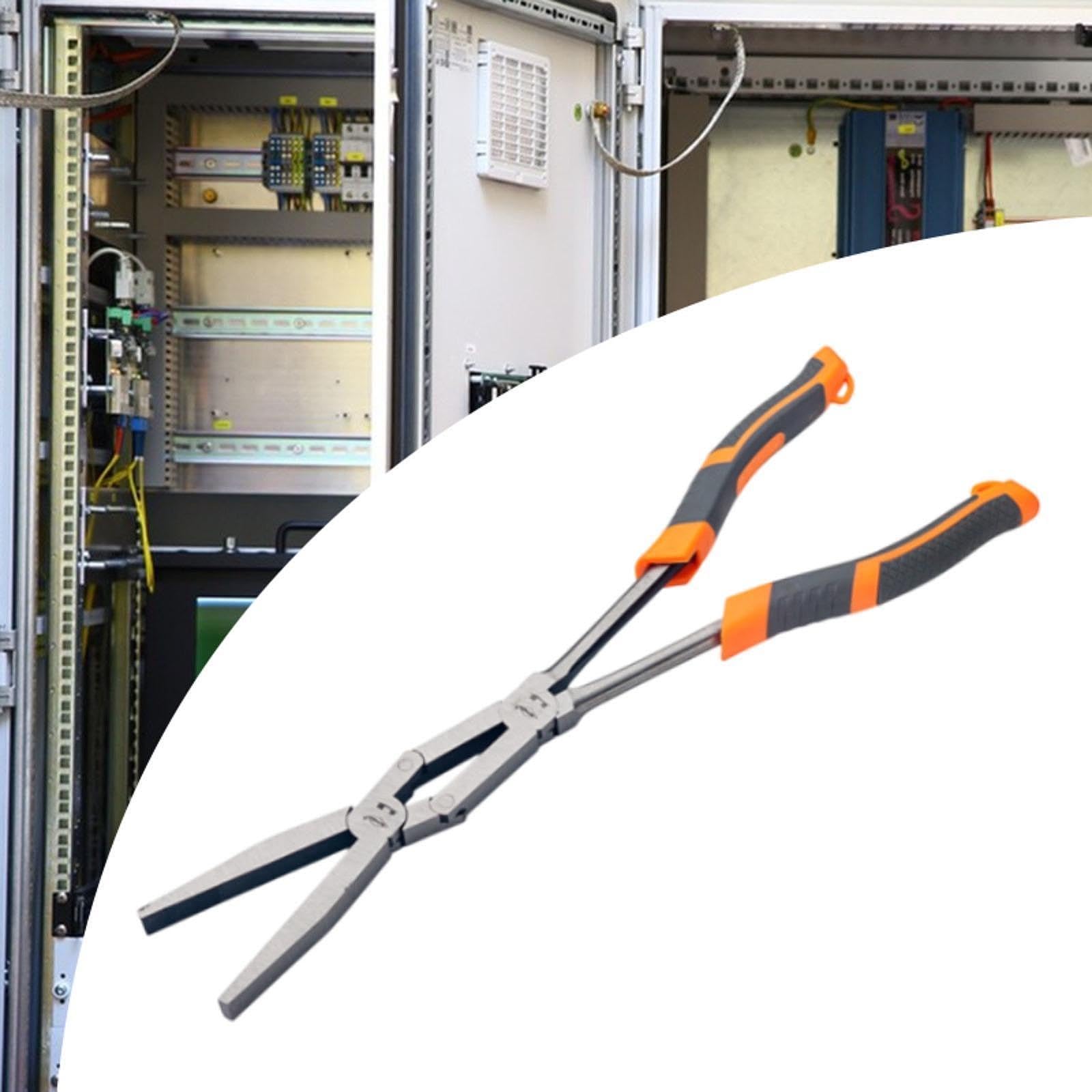Pinza a Doppio Giunto con Impugnatura Comoda E Manico Lungo per Garage E Costruzione di Case, Bocca Piatta Estesa, Lunghezza Totale 35