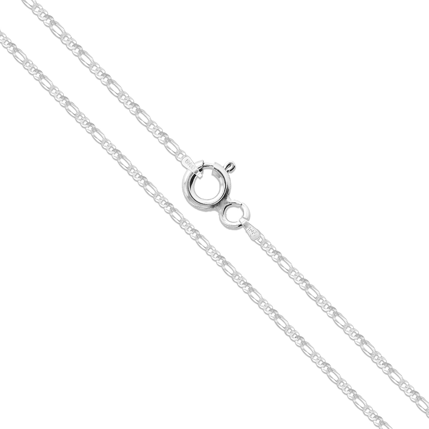 Sterling Silver Flat Figaro Chain 1mm-4.5mm Solid 925 Italy Link Women's Men's Necklace