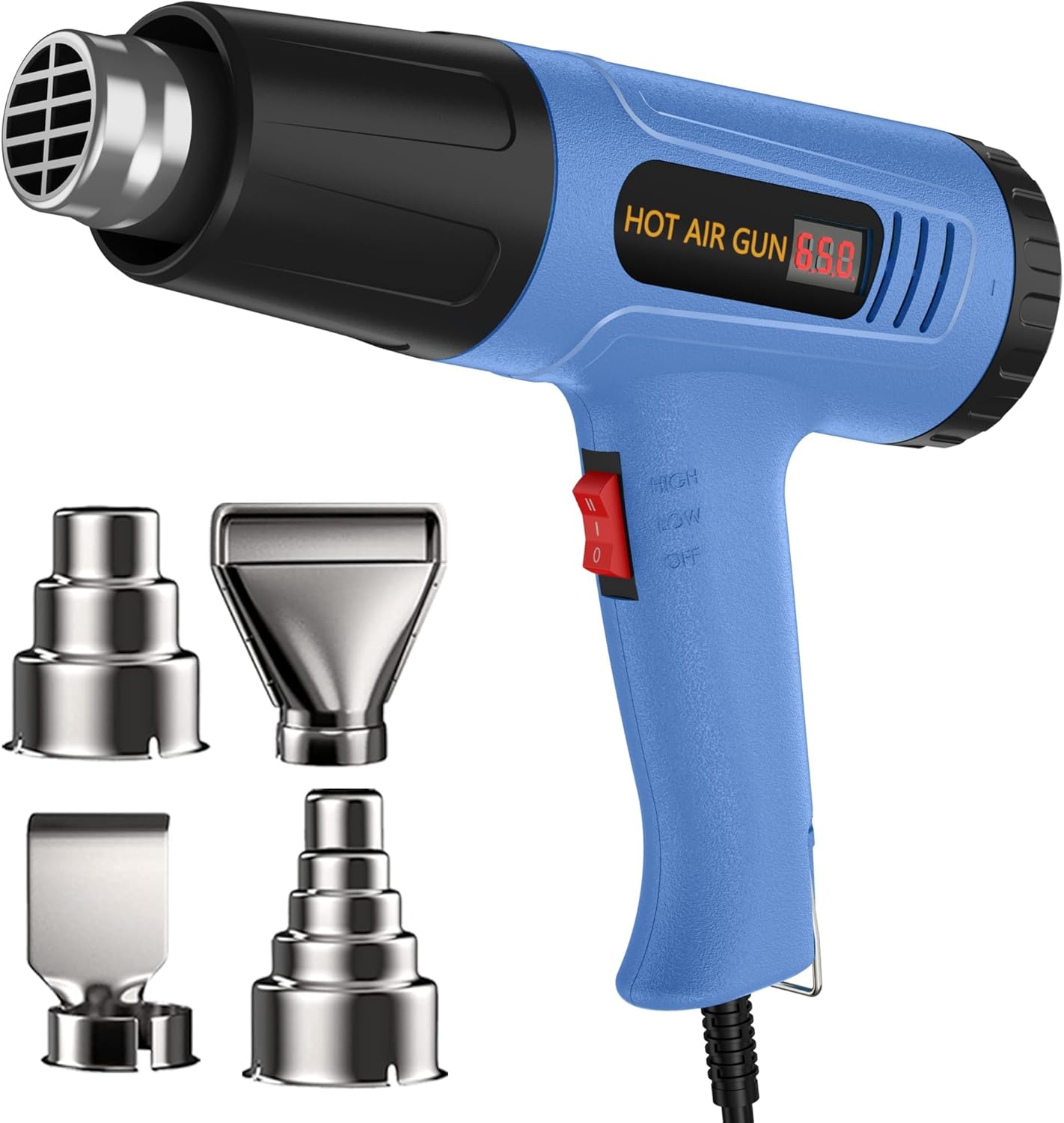 Heat Gun, 2 Temperature Settings 572℉&1112℉, 900W-1300W Hot Air Gun with Overload Protection, 10FT Extra Long Cord, Handheld Heat Gun with Heat Shrink Tubing Kit for Packaging Shrinking, DIY Crafts