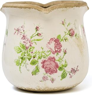 Rustic Ceramic Planter, 6 Inch Tuscan Vintage Flower Pot with Drainage, ...