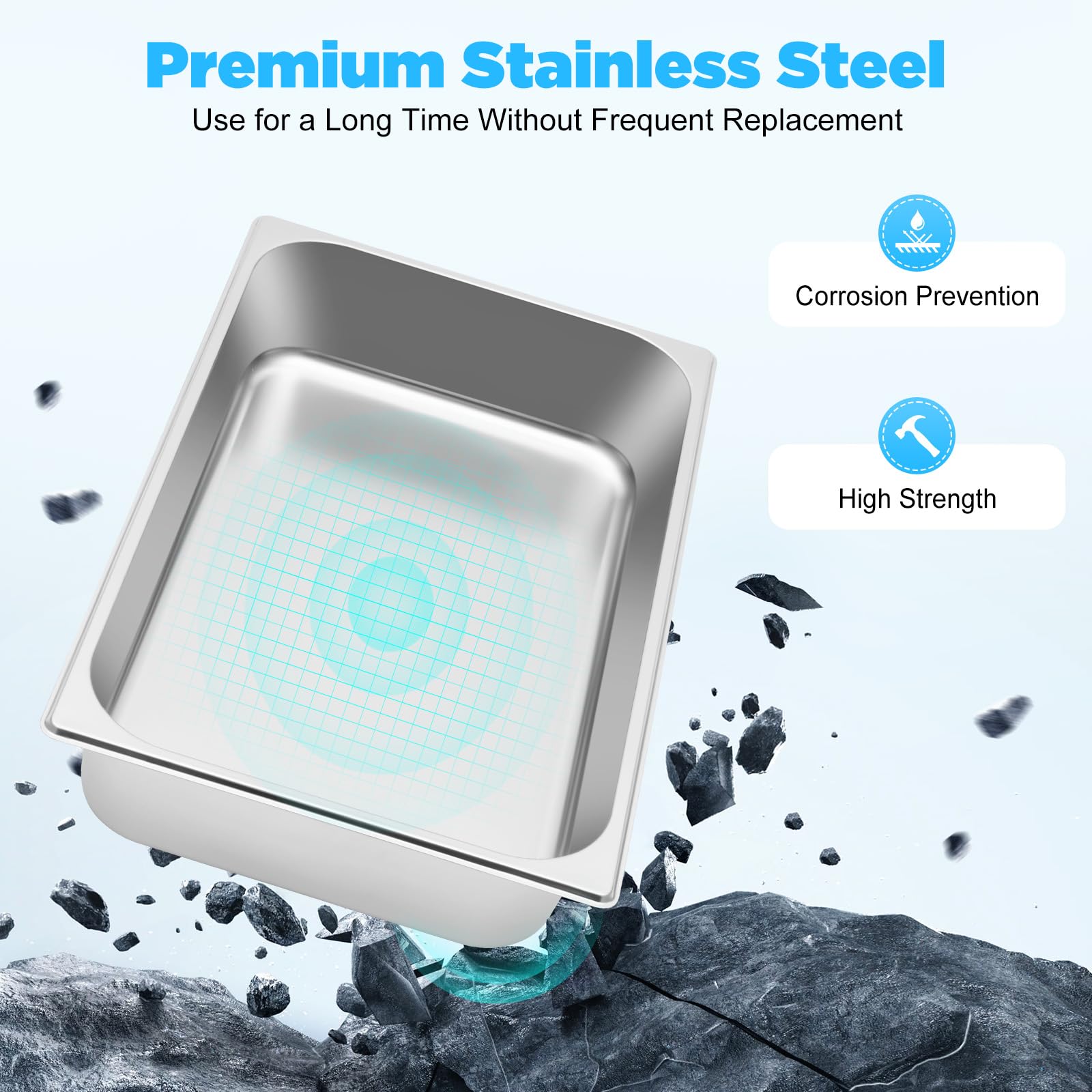 4 pezzi Chafing Dish scaldavivande in acciaio inox con coperchio, contenitore per gas in acciaio inox per buffet catering rettangolo Chafing Dish