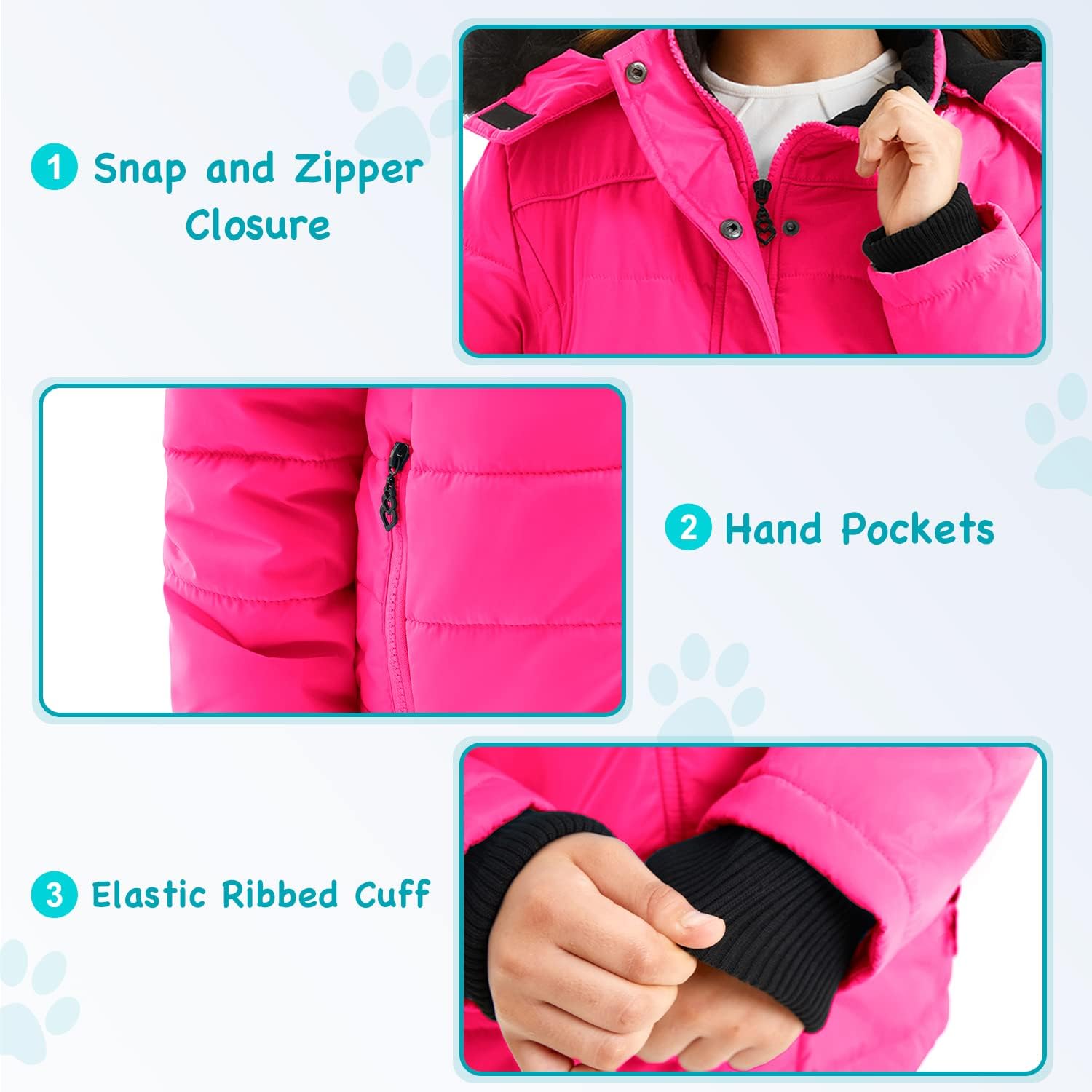 FARVALUE Girls' Winter Coats Thicken Fleece Lined Padded Hooded Puffer Jacket Coat for Girls - Image 6
