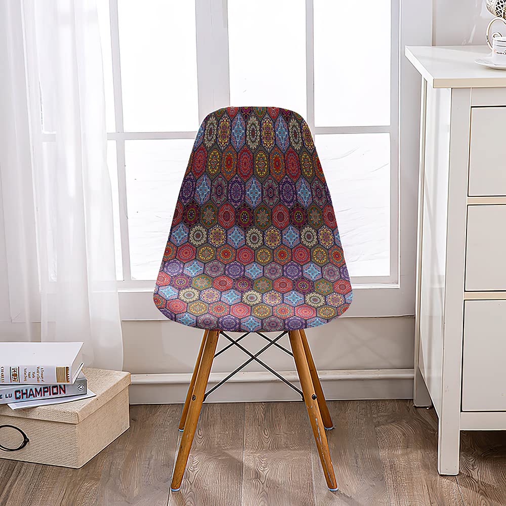 Highdi Fundas de Sillas de Comedor Elástica Estampado Mandala de Tótem Colorido Funda para Silla Oficina Estilo Nórdico Extraíbles y Lavables Cubierta de Sillas Sin Brazo (Rojo,4 Piezas)