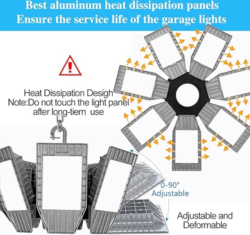 Miniatura 9 de 1 Pack-LED High Bay Light,250W 30,000lm-Super Bright Industrial LED Garage Light with 5ft Cord,Safety Rope,Hanging Hook,and Chain-LED Shop Light for
