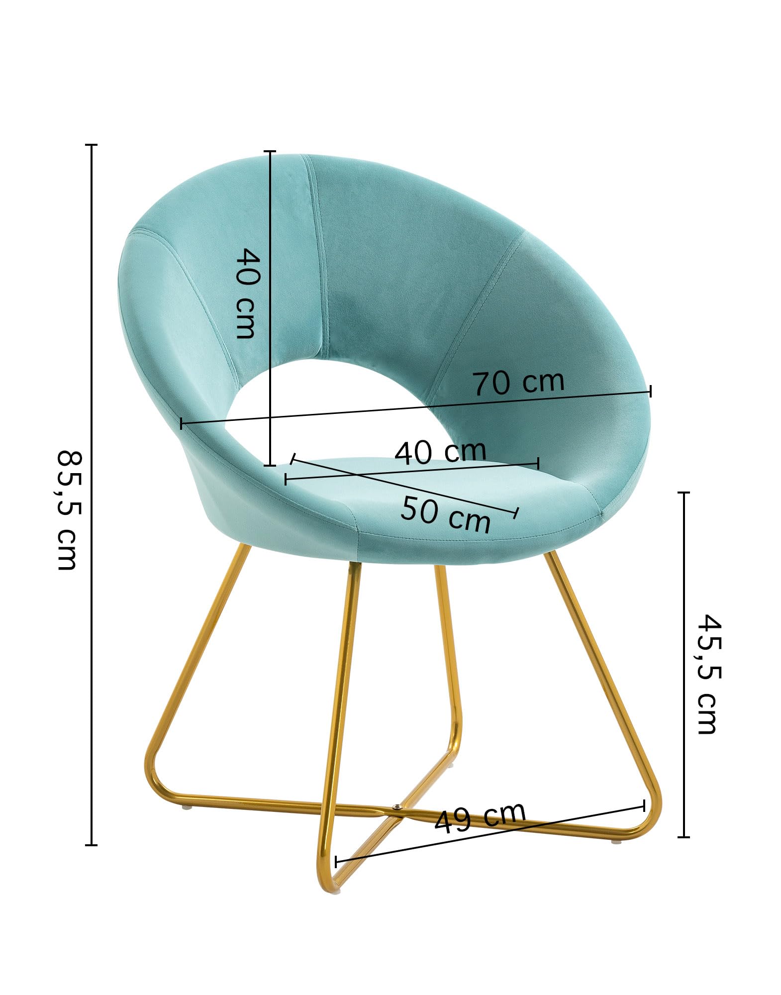 Poltrona Tonda In Velluto Beige Con Gambe Oro - Sedia Moderna Per Camera Da Letto O Salotto - Modello Grace