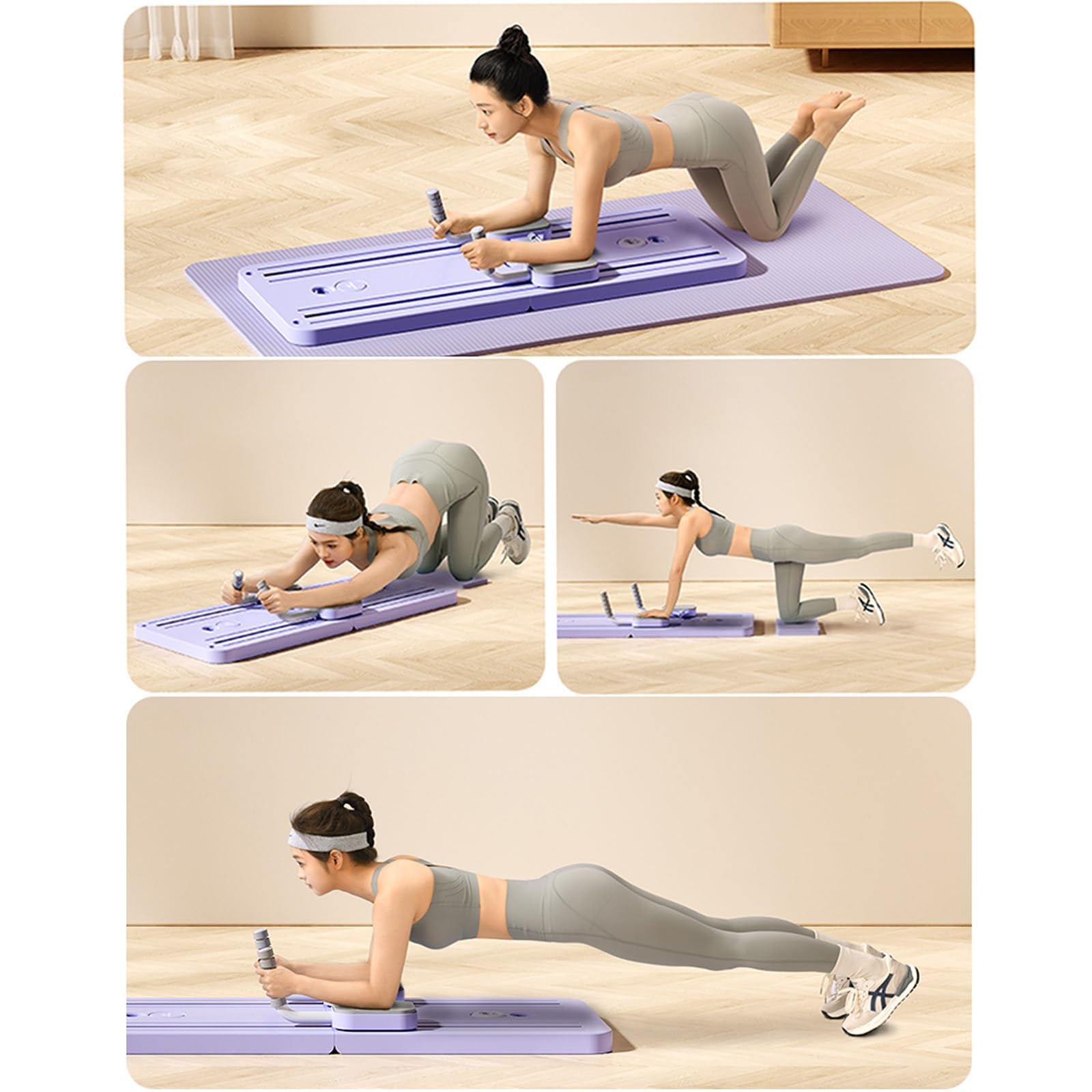 Tabla reformadora de pilates – Máquina de entrenamiento plegable en casa, multifuncional para abdominales y rebote para fitness portátil