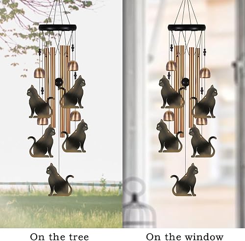 Miniatura 5 de Campanilla de viento de bronce para gatos, regalos para mamá, hogar, jardín, balcones, habitaciones, patio, decoración de gato interior, exterior,