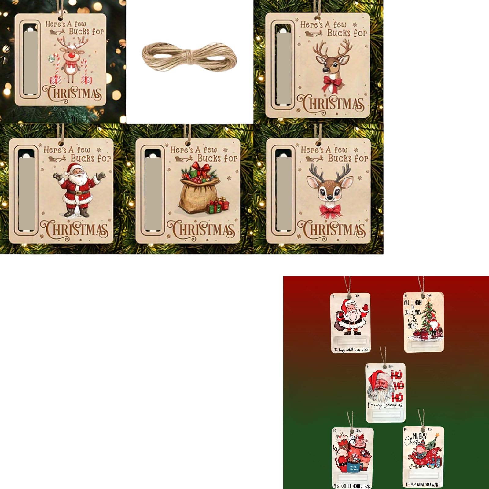 Jazuaiao Recyclable Christmas Themed Tree Money Clip 7PCS Set Home Decoration for Festives Atmospheres Creation Holiday Decoration