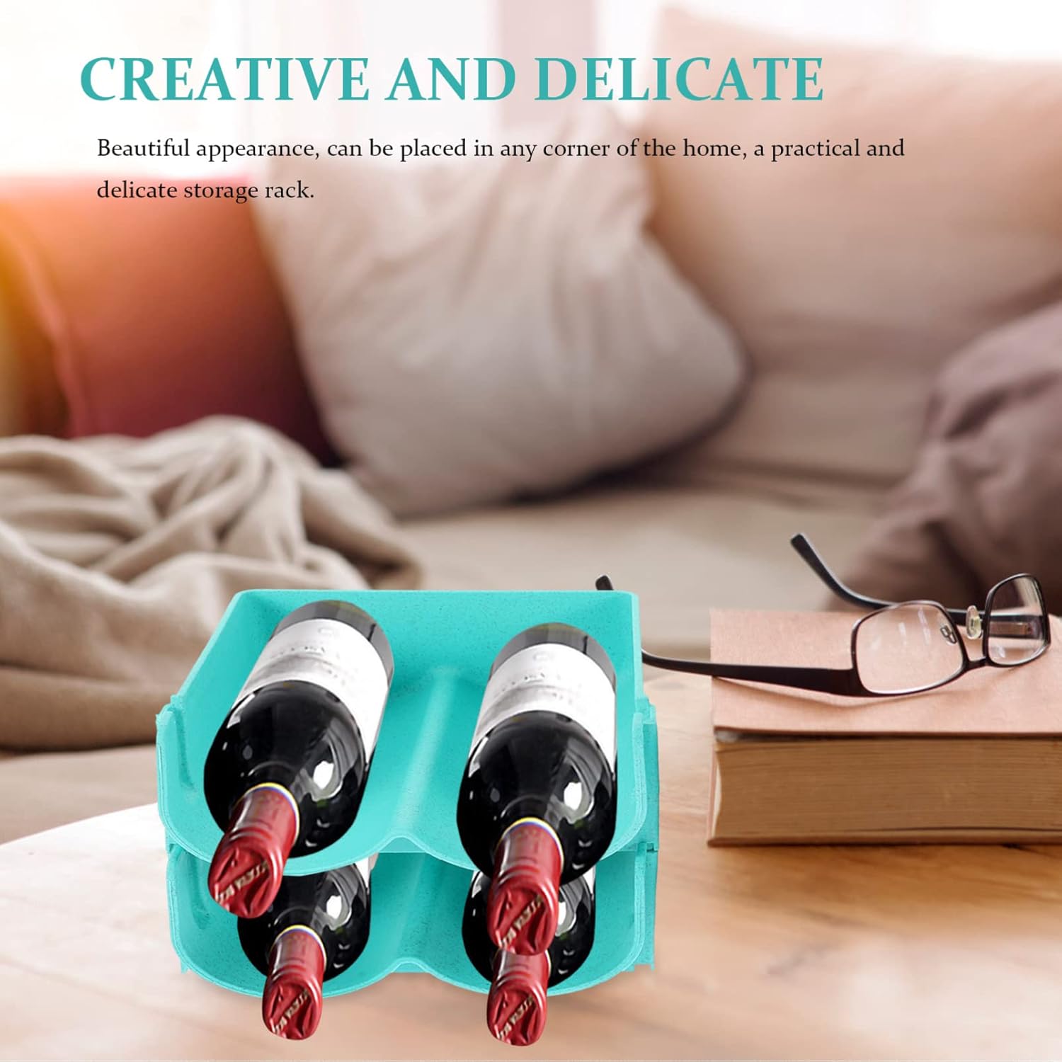 Bottle Shelf Organiser Stackable Water Bottle Organizer Bottle Storage Holder Free- Standing Soda Bottle Storage Rack for Kitchen Countertop Cabinet Fridge Blue Bottle Holder Fridge Shelf/333 ( Color