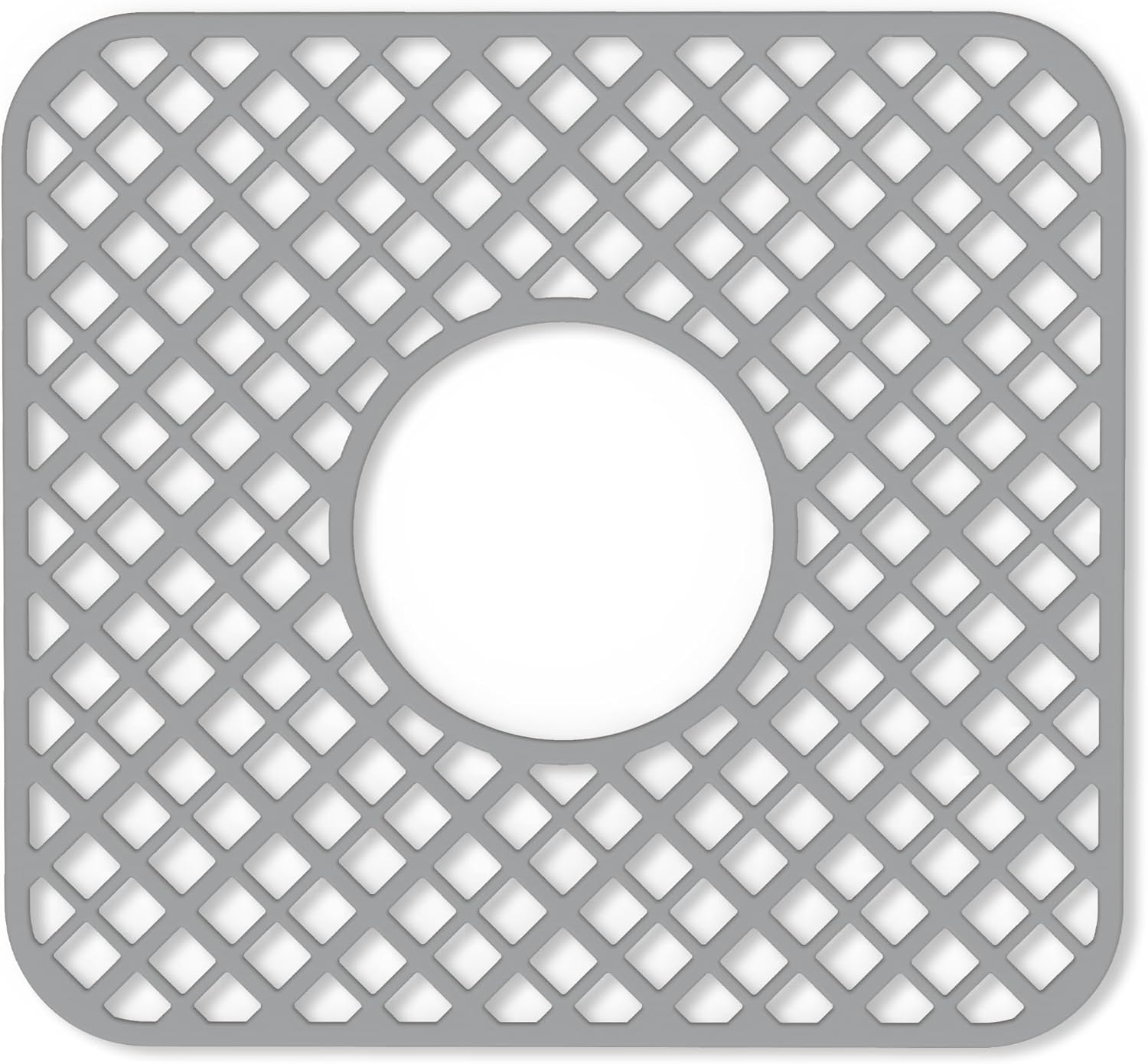 2 Pack Silicone Sink Protector for Kitchen Sink, Trellis Pattern 12 x 11" Sink Grid Mat Silicone Protectors, Center Drain, White