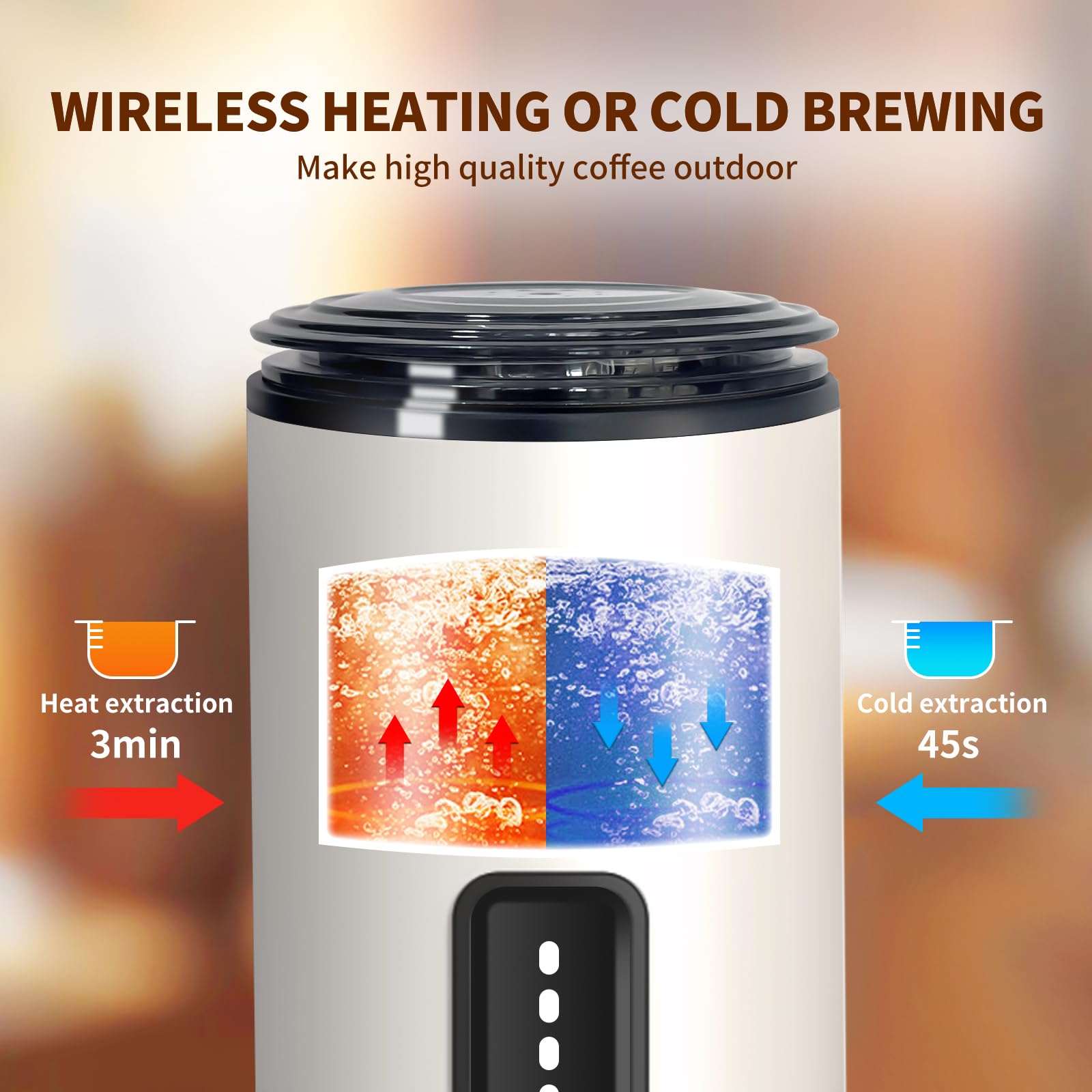 Cafetera espresso portátil, 20 bares | Autocalentamiento y infusión fría, batería de 7500 mAh, 3 en 1 para Nespresso y tierra, viajes, camping, coche, color blanco