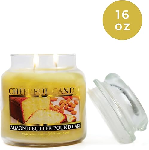 Miniatura 2 de A Cheerful Giver - Vela en tarro de vidrio perfumada con sabor a pastel de mantequilla de almendra (16 onzas) con tapa y fragancia fiel a la vida,
