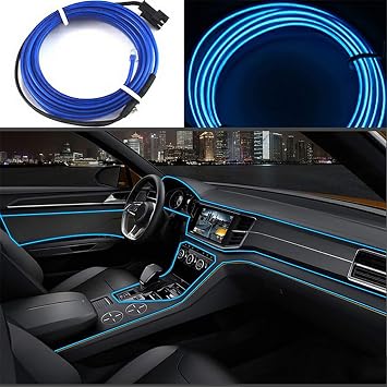 VILIHKC 3M Car Lighting Auto LED Strip EL Wire Rope Auto Atmosphere Decorative Lamp Flexible Neon Light DIY