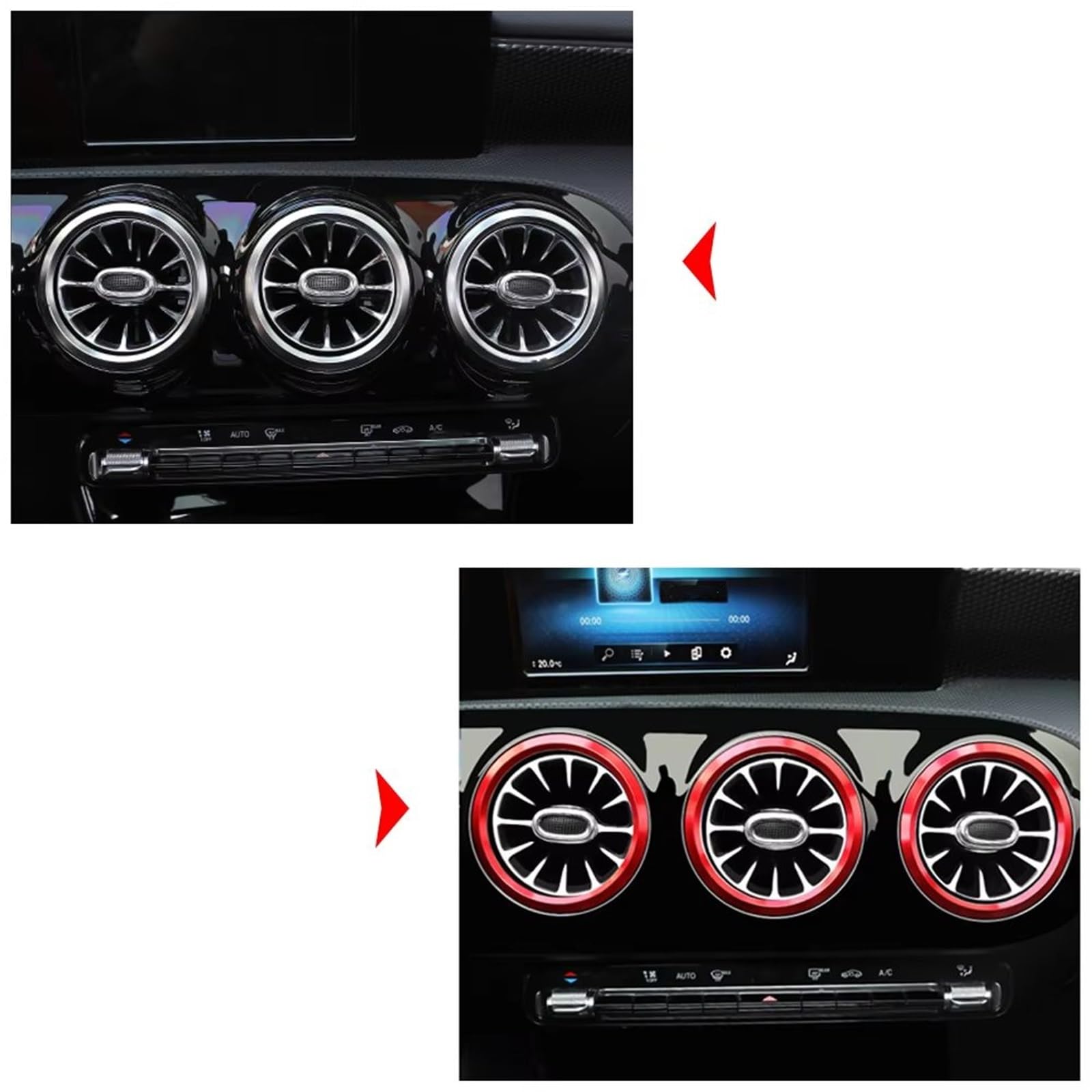 Compatible Con Benz Para GLA220 Para AMG Line 2021 2022 2023 ‌anillo Embellecedor Ventilación Aire Coche Pegatinas Decorativas Salida Accesorios