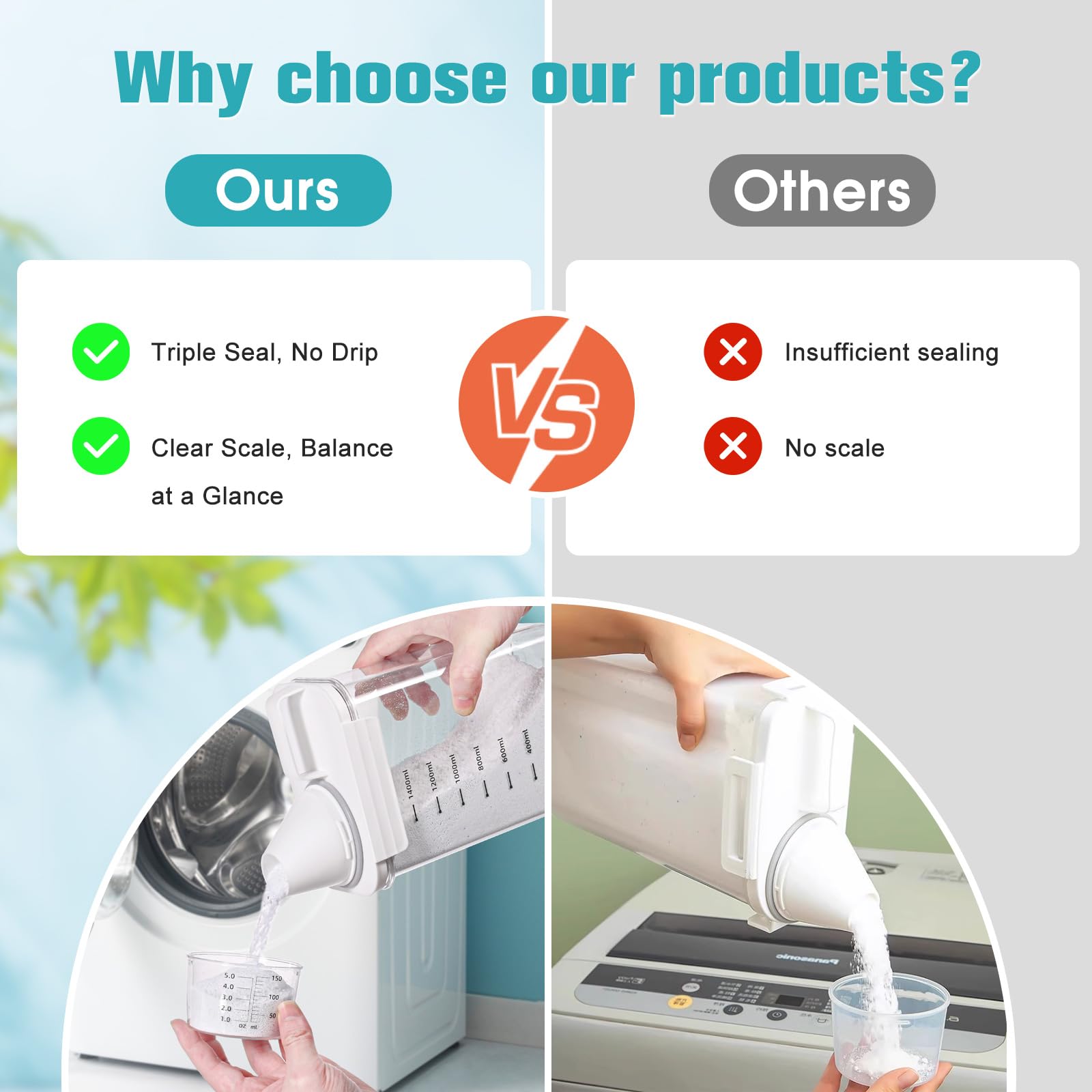 Contenitore Dosatore Detersivo 1800ml - Sigillato, Con Bilancia, Per Lavatrice - Foto 3