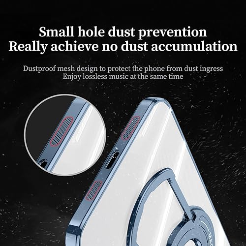 Miniatura 7 de QLTYPRI Funda magnética transparente para iPhone 13 Pro Max compatible con MagSafe, soporte de anillo invisible, protección completa para lente de