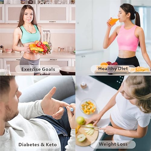 Vista 5 de Báscula digital inteligente de alimentos gramos y onzas, báscula de alimentos de cocina con calculadora nutricional, báscula de peso de alimentos