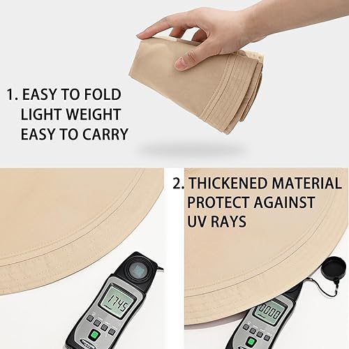 Miniatura 5 de Sombrero de sol de ala ancha de 7 pulgadas para mujer, sombrero grande plegable con protección UV, se puede llevar en ambos lados