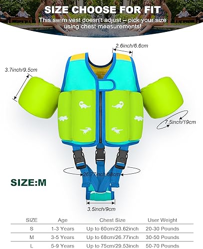 Miniatura 39 de Chaleco flotador para niños de 1-2-3-5-7-9 años, chaleco de natación para niños pequeños de 9-14-23-32 kg, chaleco flotador cómodo de uso prolongado