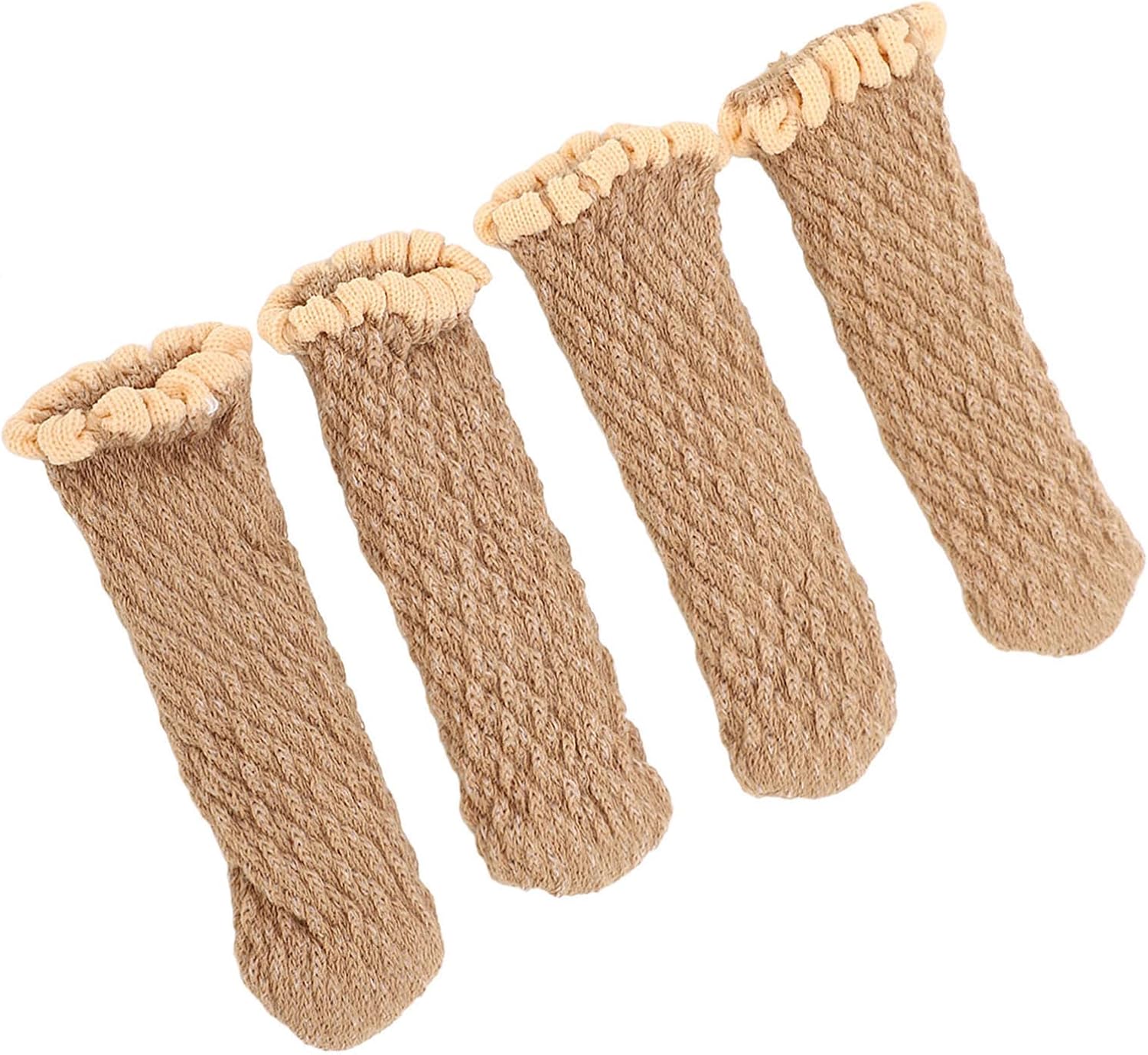 Knitted Chair Leg Covers, Polyacrylonitrile Fiber Protect Hardwood Floors Table Leg Socks Thickened for School Tables (Elegant Log Color)