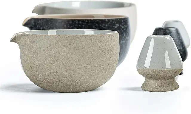 TEANAGOO Japanese Matcha Bowl with Whisk Holder, 510ml Ceramic Chawan