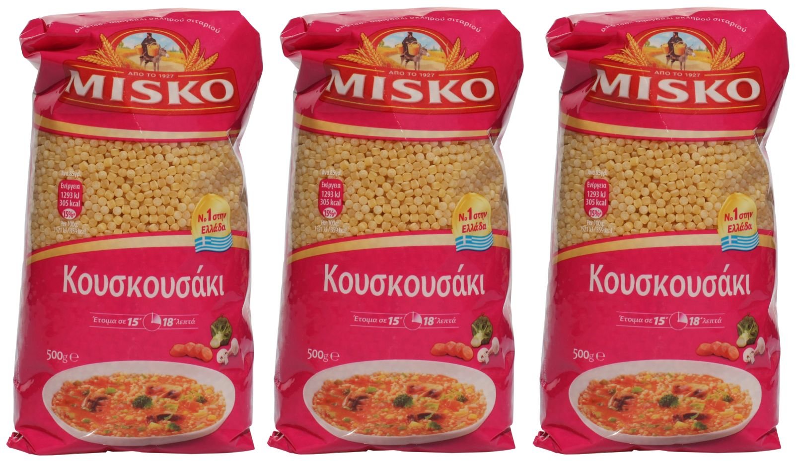 3x 500 g Set Kous Kous aus Griechenland Hartweizengrieß Hartweizen griechischer Grieß 1,5 kg KusKus Cous Cous couscous Grieß Hartweizengrieß + Probiersachet Olivenöl aus Kreta a 10 ml