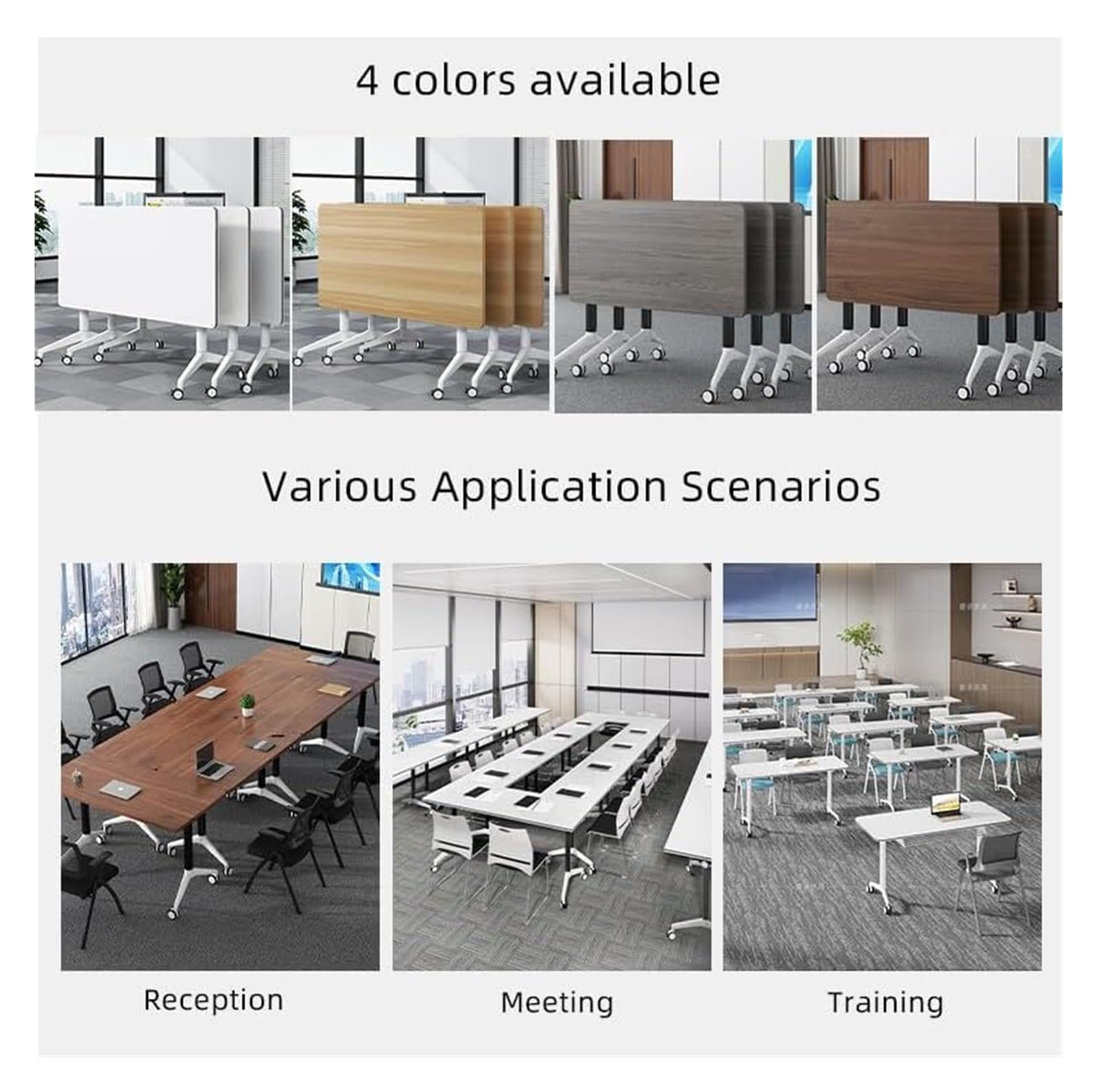 Tragbarer, Faltbarer Konferenztisch (160 x 55 x 75 cm), grau, für Schulungen, Klassenzimmer, Büros und Konferenzräume. Leicht zu verstauen und zu transportieren.