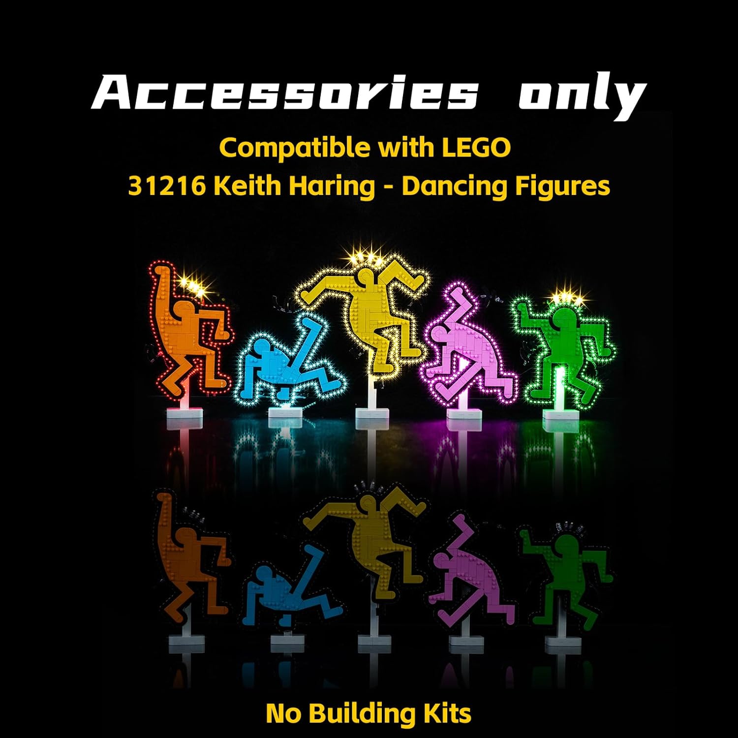 BrickBling LED Lights Compatible with Lego Keith Haring – Dancing Figures, Creative Light Kit Compatible with Lego 31216 (Lights Only, No Model)