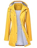 Raincoat Women Waterproof Long Hooded Trench Coats Lined Windbreaker Travel Jacket S-XXL