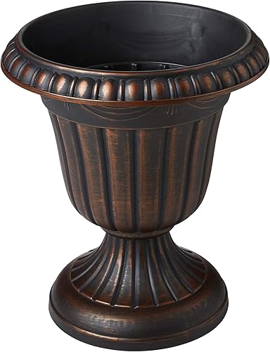 Miniatura 2 de PL10CP - Maceta clásica de plástico tradicional para interiores y exteriores, 15 x 13 pulgadas, cobre cepillado