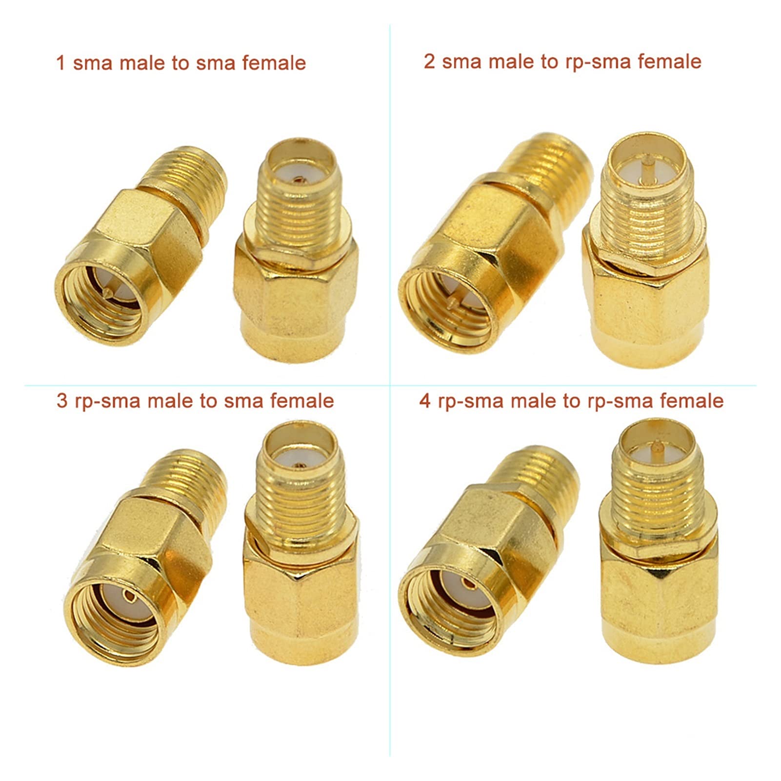 2. PCS. /quantité RF SMA/RP-SMA Fiche mâle à femelle prise compatible avec antenne rarement Sma. Compatible avec SMA RF. Convertisseur de connecteur adaptateur coaxial(SMA M to SMA F)