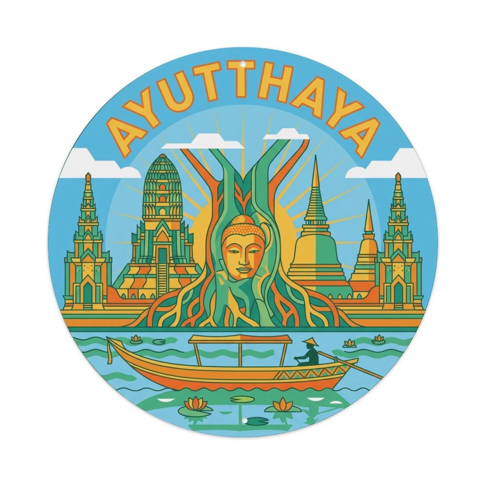 Travel Vintage Thailand Ayutthaya Metal Tin Sign