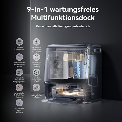 NARWAL Freo Z10 Ultra Saugroboter mit Wischfunktion, 18.000 Pa Saugleistung, Dynamische Moppausdehnung, Tangle-Free System, Intelligente Nass-Trocken-Reinigung, All-in-One-Basisstation Grau z20 - 8