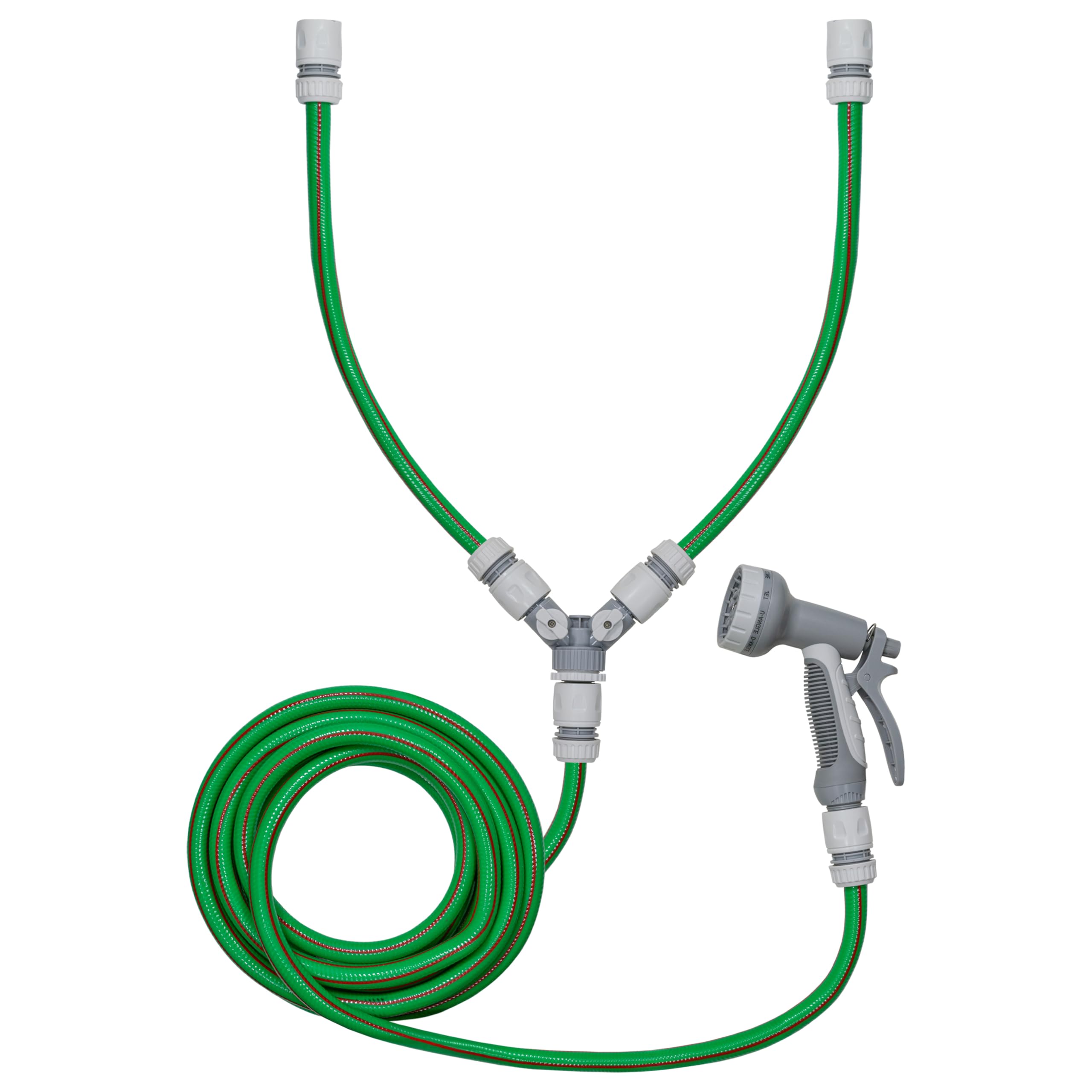 Dog Shower Hot Cold Valve Water Hose Pipe 5m with Gun Green Pet Grooming Mix