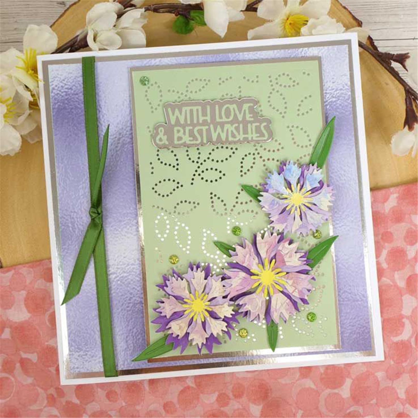 FAWENUCY Scrapbooking Die-Cuts for Card Making, Christmas Metal Cutting Dies, Paper Craft Punch Template, Background Embossing Stencils, DIY Album Décor (Cornflower-9.8x7cm)