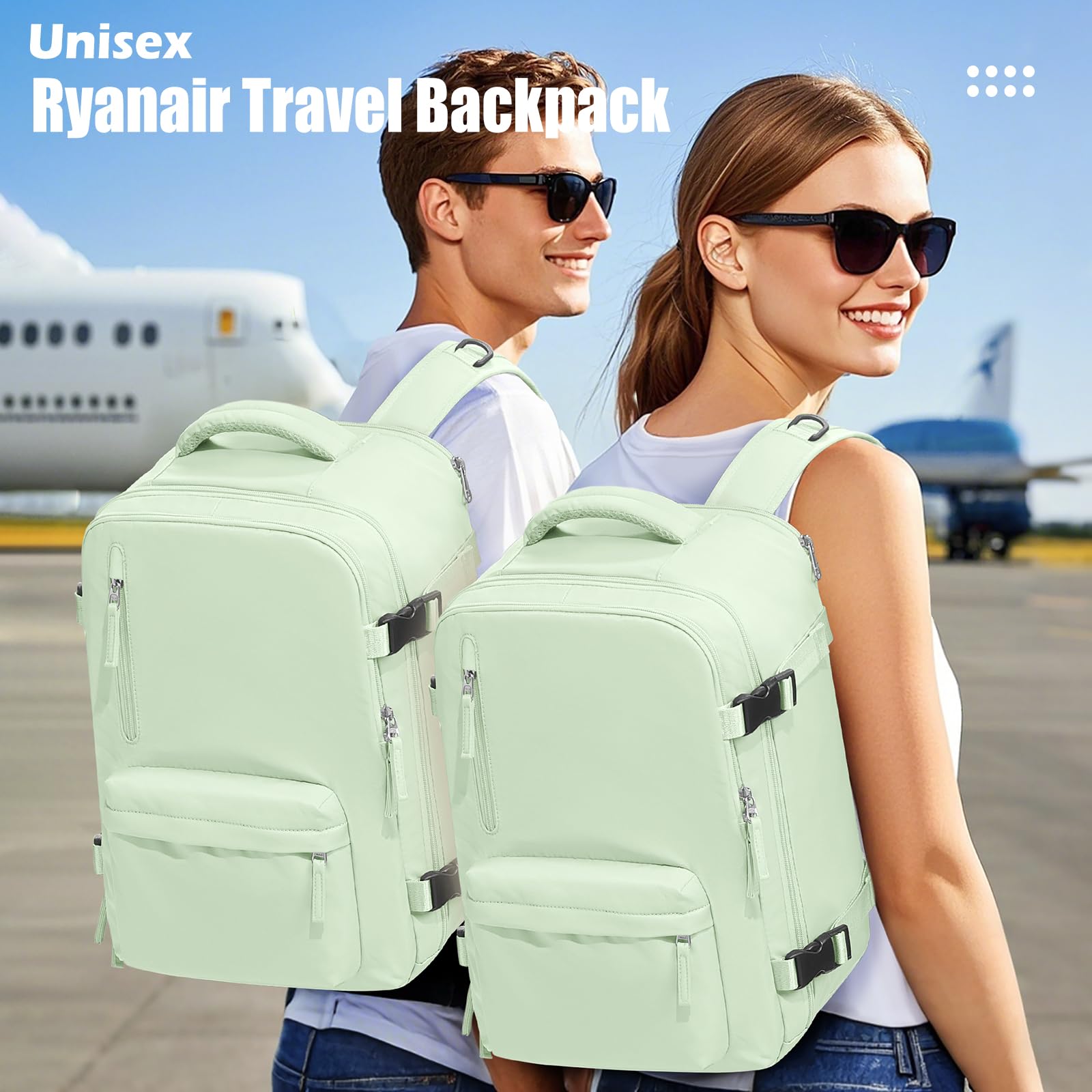 SZLX Zaino Ryanair 40x30x20 Sottovuoto con pompa Zaino Ryanair 40x20x25 Sottovuoto Bagaglio a Mano 40x30x20 Wizzair Zaino da Viaggio 45x36x20 Easyjet Donna Zaino Casual Laptop 14 Pollici Impermeabile