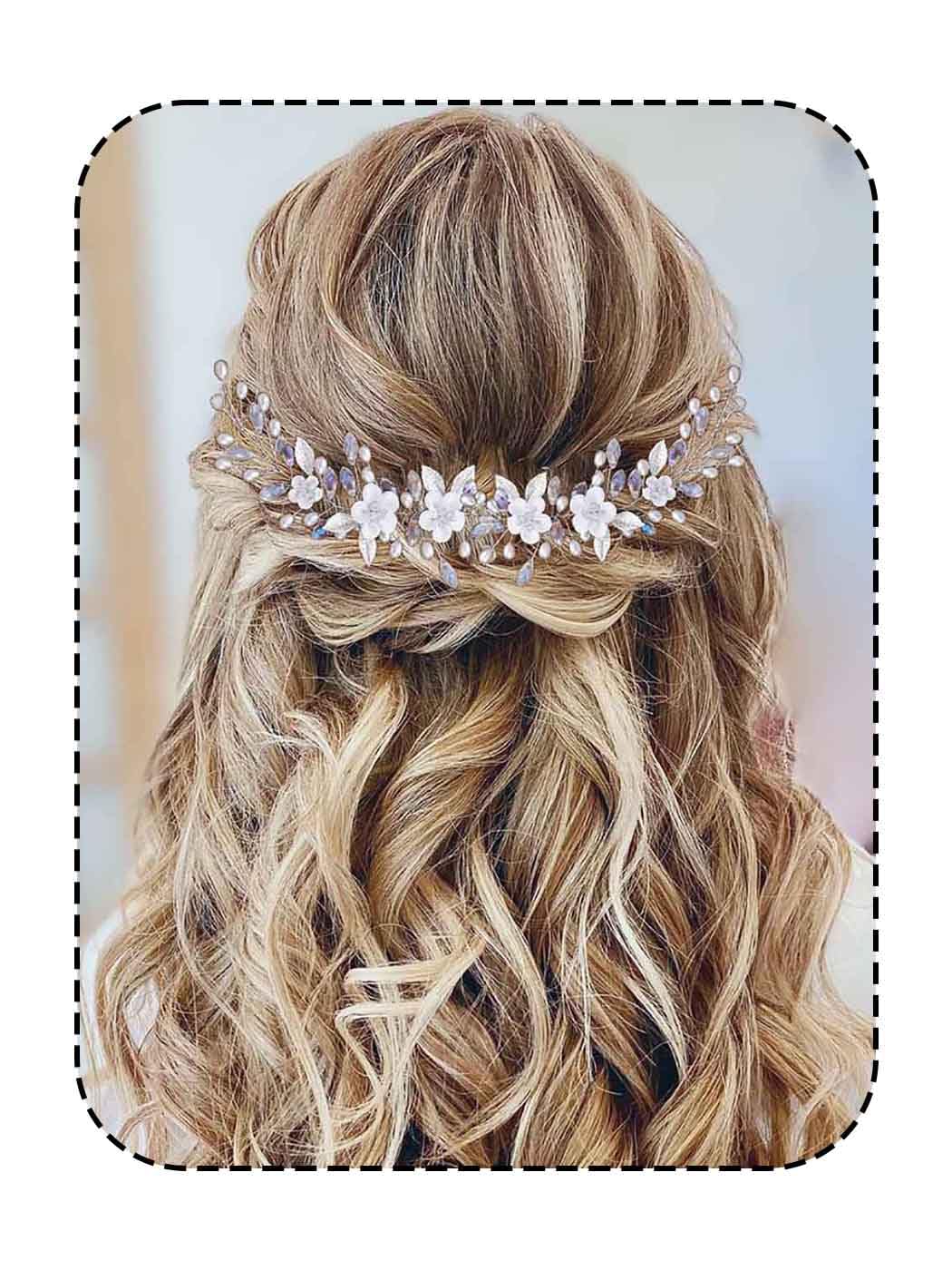 Qiansail Braut-Blumen-Haarband - Kristall & Perlen Kopfschmuck, Weiß, Einheitsgröße, Für Hochzeit & Festliche Anlässe