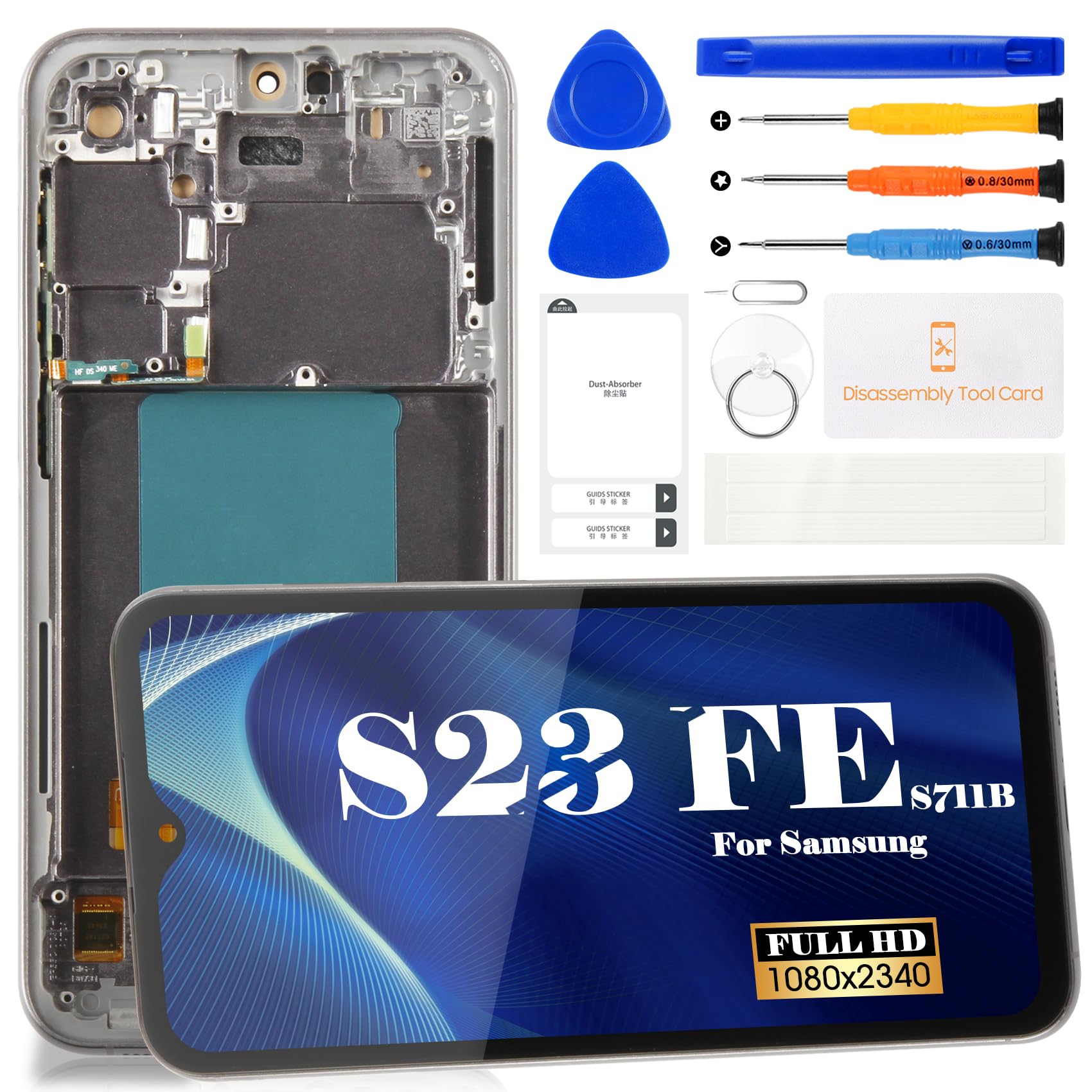Écran OLED cassé Samsung S23 FE 5G solution bloc complet avec cadre - 8