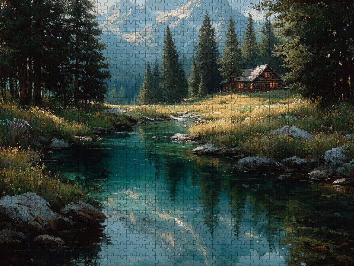 Puzzle Arte con Scatola Cottagea, Albero Puzzle Legno 2000 Pezzi Adulti 99x70cm, Attività di Intrattenimento ad Alta Difficoltà, DIY Classici Gioco, Jigsaw Per Tutta La Famiglia, Estate Regalo, 0-5165