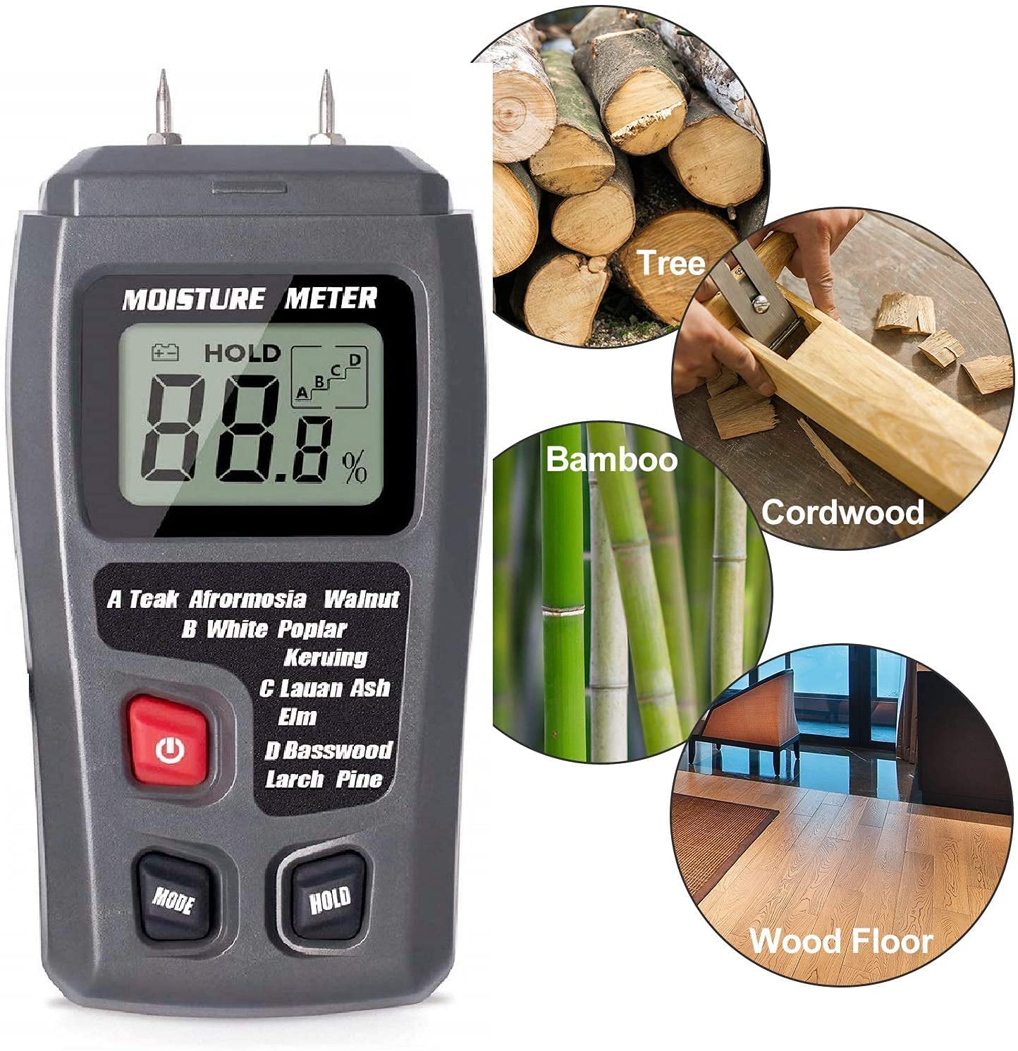 Wood Moisture Meter Two Pins Wood Moisture Detector Paper Humidity Tester for Wood Building Material Firewood Moisture Meter Walls Paper Floor 2