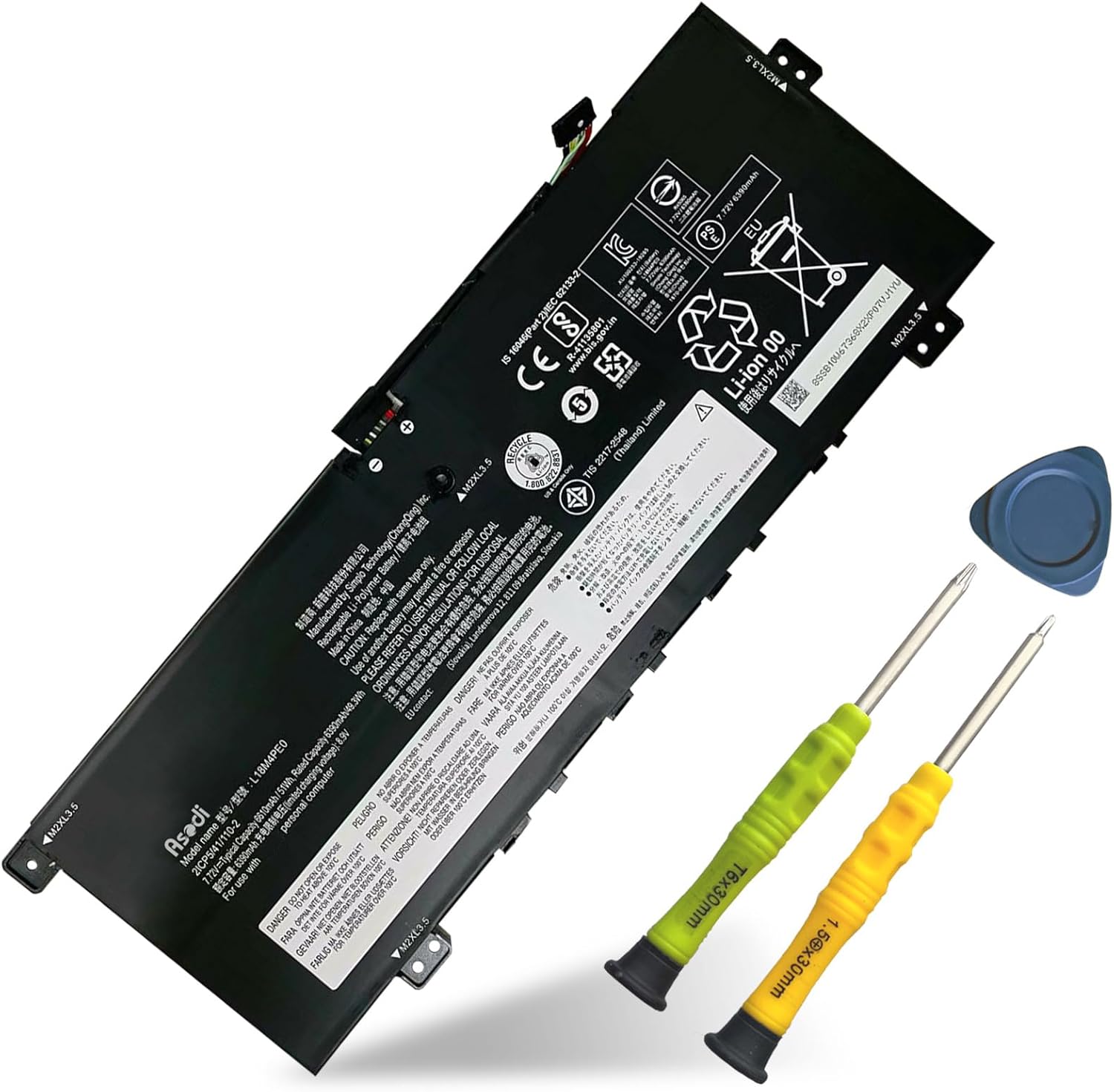 ASODI L18M4PE0 L18L4PE0 Laptop Battery Compatible with Lenovo Yoga C740-14IML C740-15IML Series 5B10W67296 5B10U40209 5B10U40210 5B10W67185 7.72V 51Wh 6610mAh L18M4PE0 battery