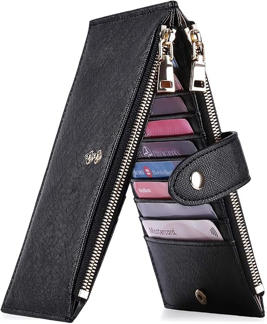 GOIACII Ladies Purse, Women's Wallet RFID Blocking Long Purse Women Credit Card Holder Zipper Coin Purse Phone Handbag