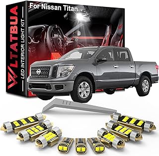 LED Interior Light Kit Package Replacement for Nissan Titan 2016 2018 2019 2020 2021 2022, Super Bright 6000K White License Plate Map Door Bulbs + Install Tool