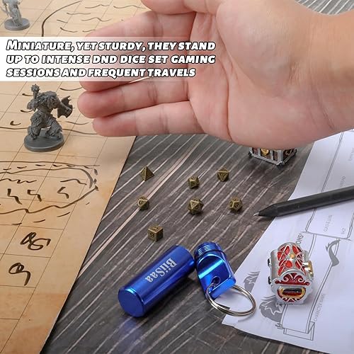 Miniatura 6 de DND - Juego de dados pequeños de metal en miniatura con estuche para llavero EDC, pequeños, pequeños, portátiles, accesorios perfectos, herramientas